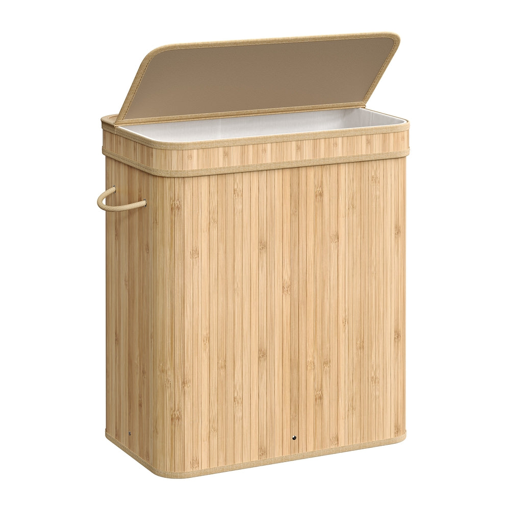 Bamboo Laundry Hamper with Lid, 39.6-Gallons - Natural Beige / 100 L