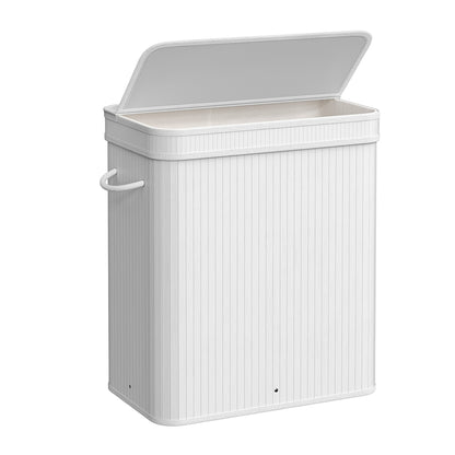 Bamboo Laundry Hamper with Lid, 39.6-Gallons - Cloud White / 100L