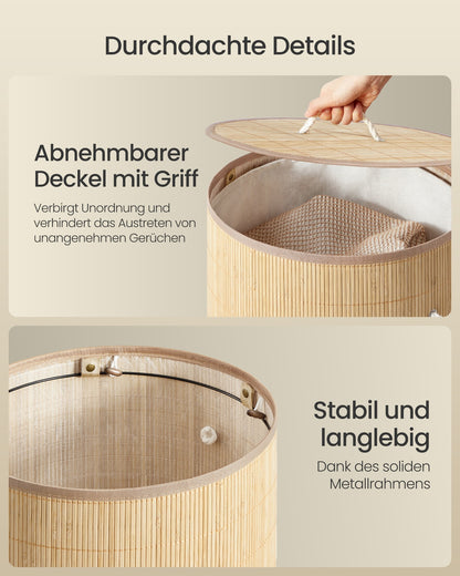 Laundry Basket with Lid 90 L Natural Color