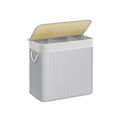 3-Section Laundry Hamper with Lid 39.6 Gallons (150L)