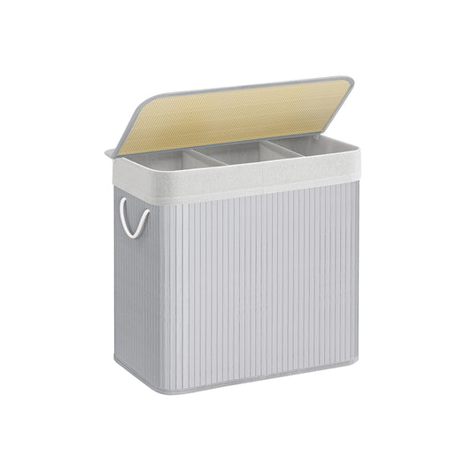 3-Section Laundry Hamper with Lid 39.6 Gallons (150L)