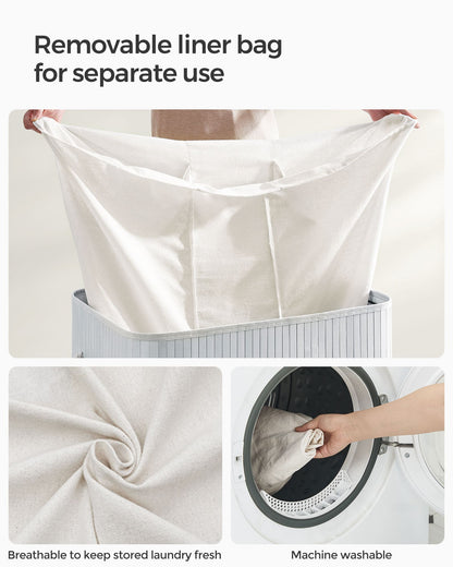 3-Section Laundry Hamper with Lid 39.6 Gallons (150L)