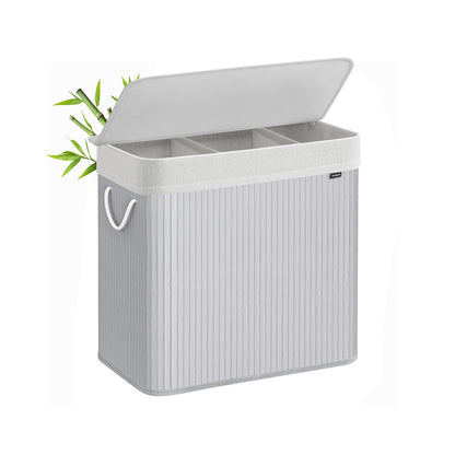 Laundry Basket 150 L 3 Compartments Wood Colour - image 9