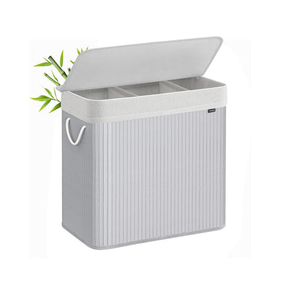Laundry Basket 150 L 3 Compartments Wood Colour - image 8