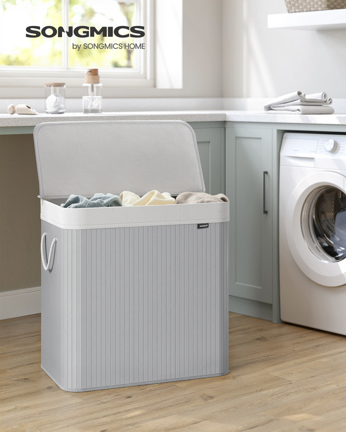 Laundry Basket 150 L 3 Compartments Wood Colour - image 10
