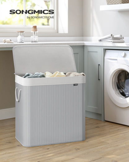 Laundry Basket 150 L 3 Compartments Wood Colour - image 10