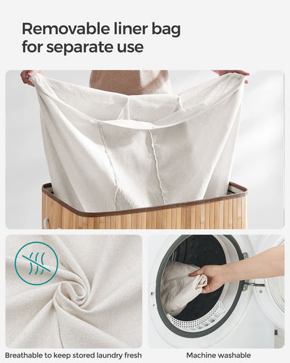 3-Section Laundry Hamper with Lid 39.6 Gallons (150L) - HWLEXTRA 