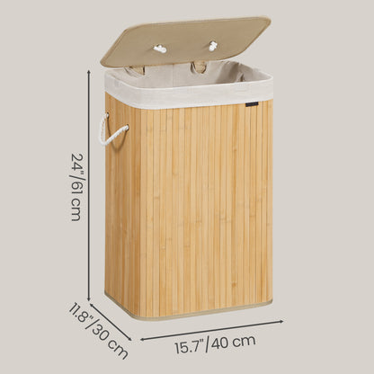 Foldable Laundry Hamper with Lid, 72 L Bamboo Laundry Basket, Storage Hamper with 3 Handles - image 3