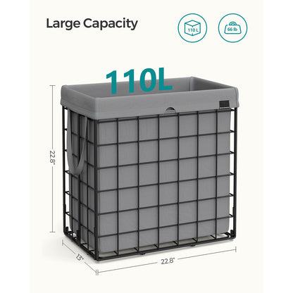Laundry Hamper, 29 Gal. (110L) Laundry Basket, Black and Gray - image 7