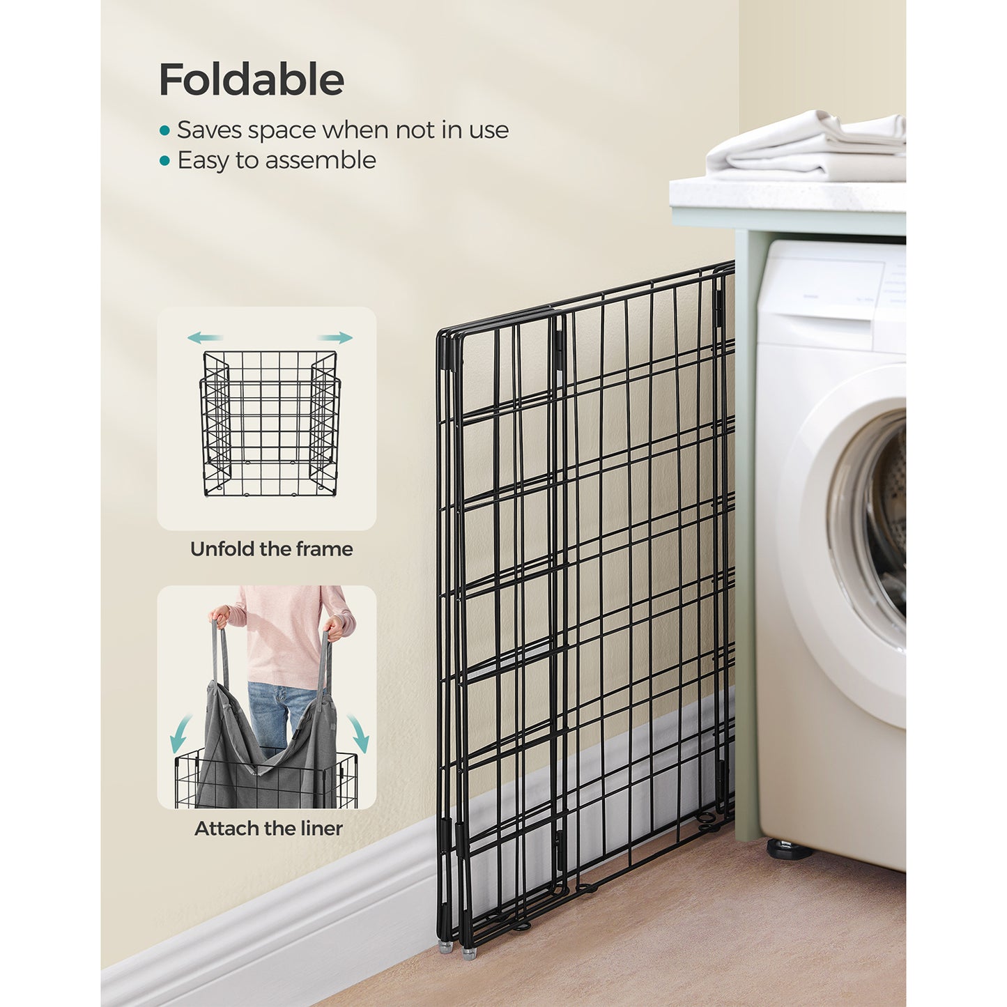 Laundry Hamper, 29 Gal. (110L) Laundry Basket, Black and Gray - image 9