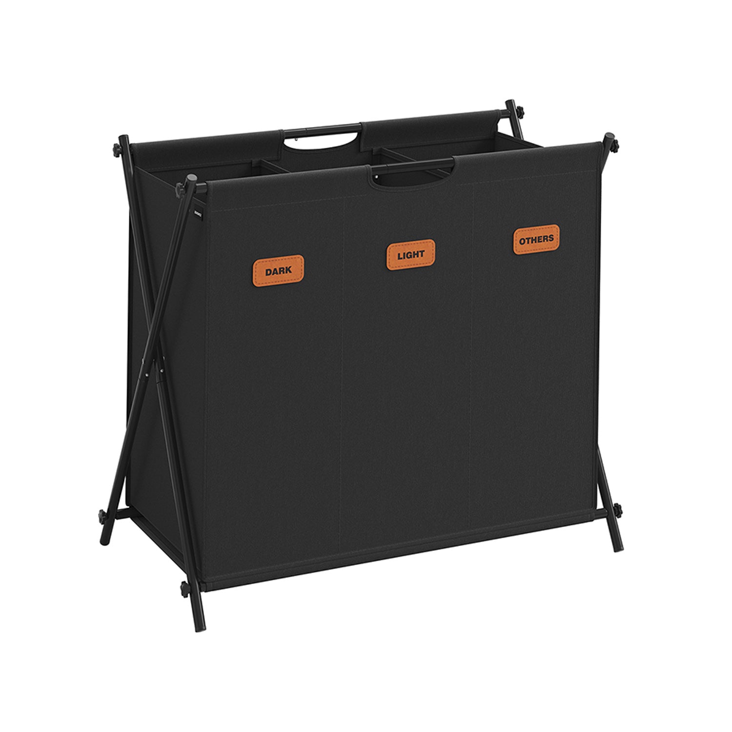 Laundry Hamper 3 Sections with Collapsible X-Frame, 35.7 Gal.