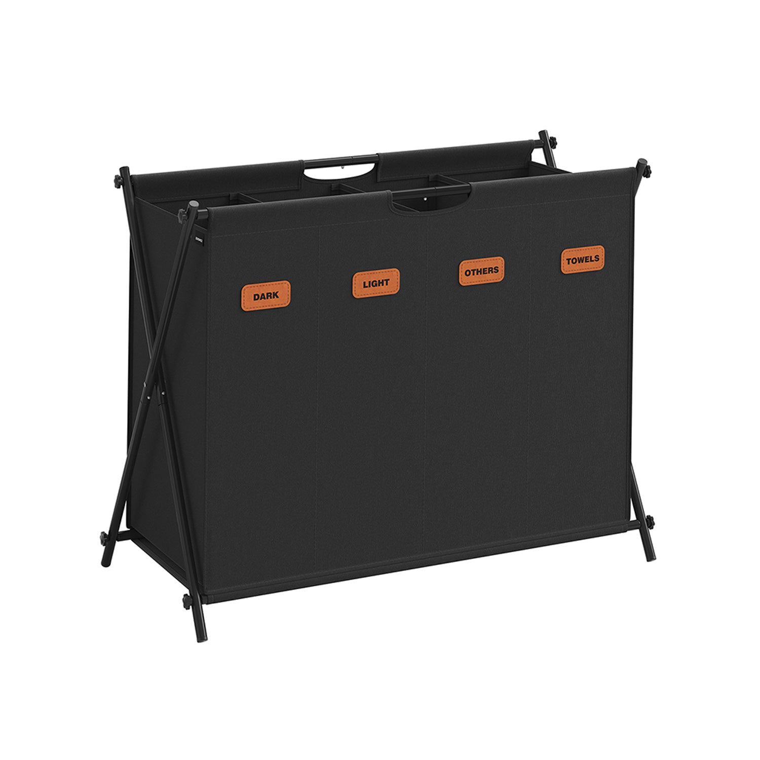 Laundry Hamper 4 Sections with Collapsible X-Frame, 40.9 Gal.