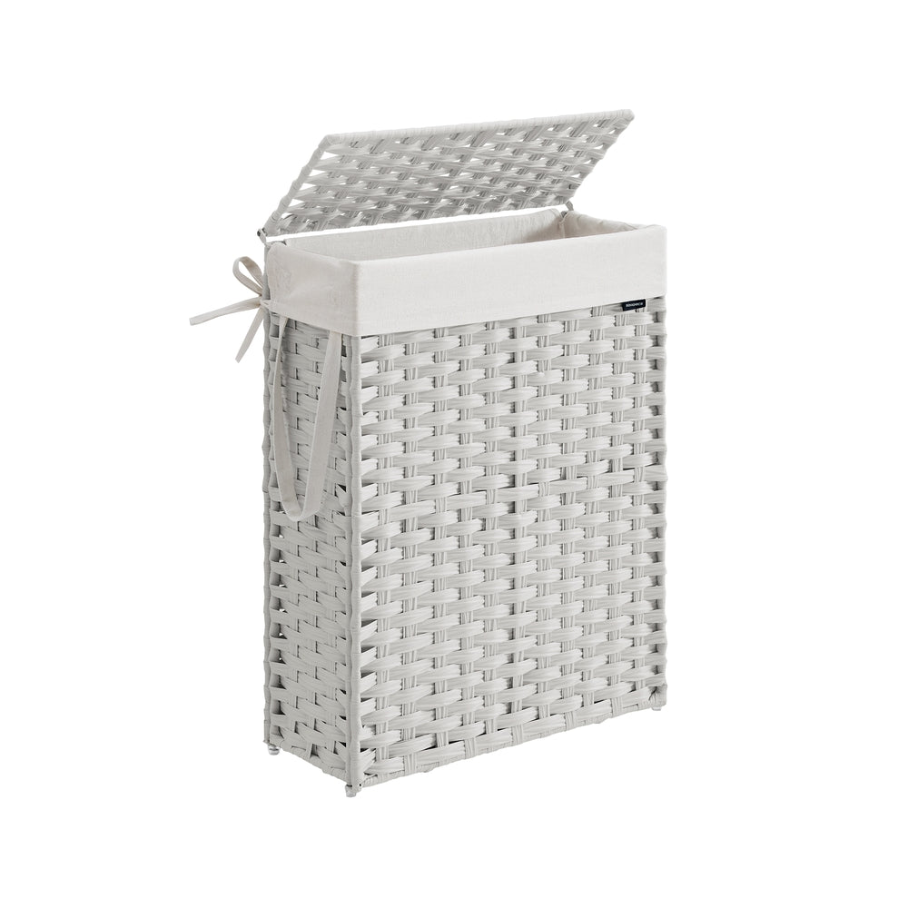 Slim Rattan Laundry Hamper with Lid and Handles, 14.5 Gallon (55L)