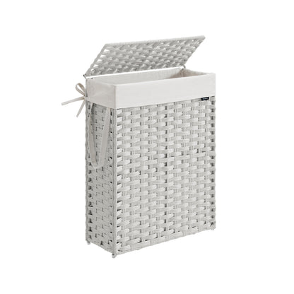 Slim Rattan Laundry Hamper with Lid and Handles, 14.5 Gallon (55L)
