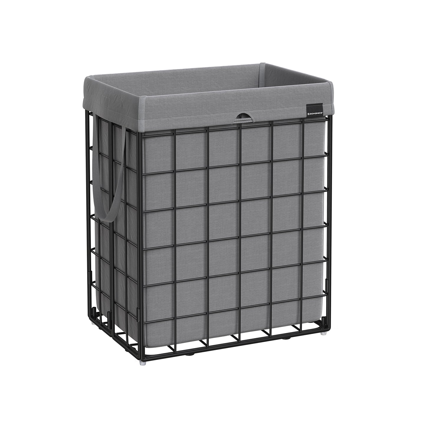 Laundry Hamper with Metal Wire Frame, 23.8 Gal. (90L) - Black + Gray / 90L（18.9"L x 13"W x 22.8"H）