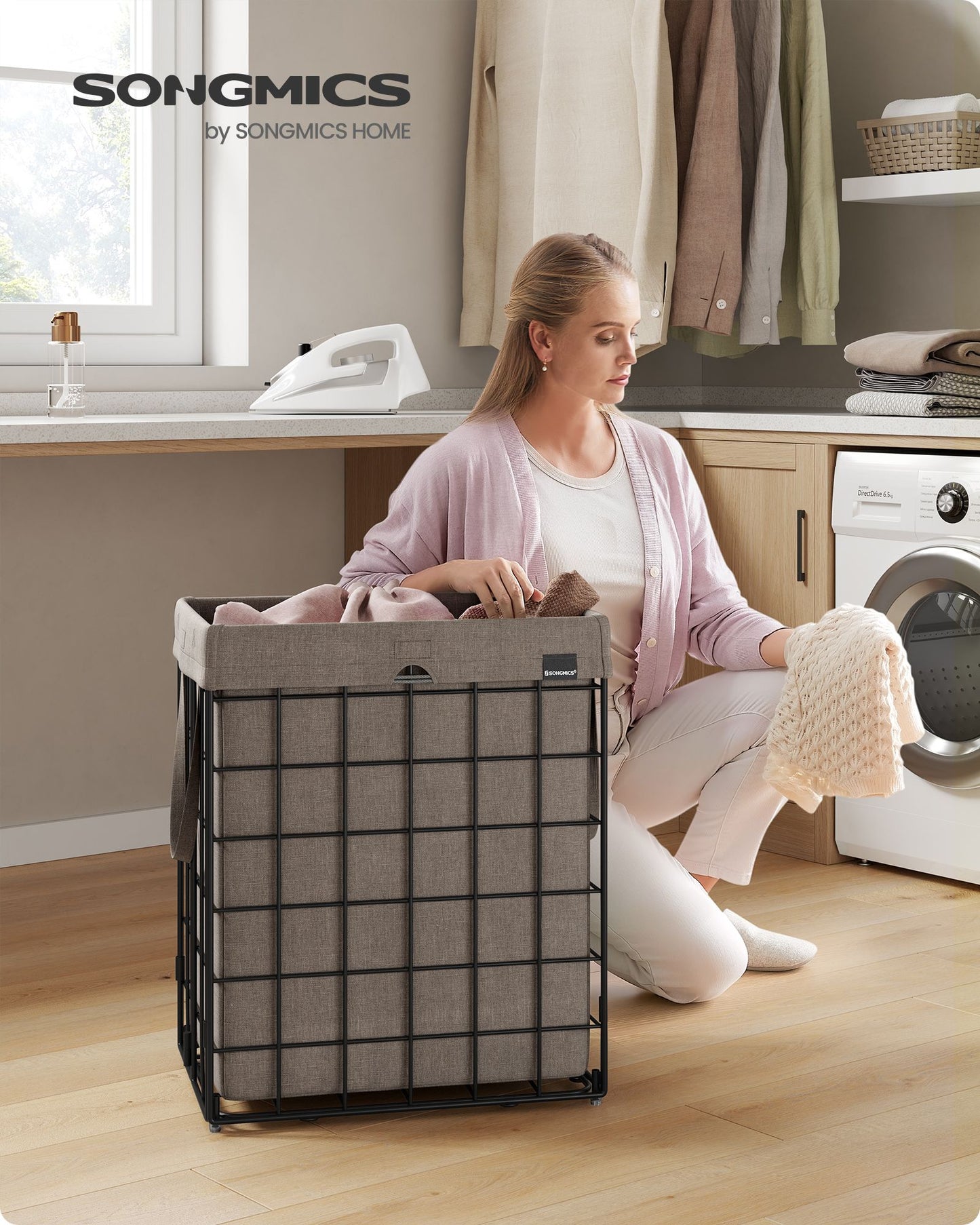 Laundry Hamper with Metal Wire Frame, 23.8 Gal. (90L)
