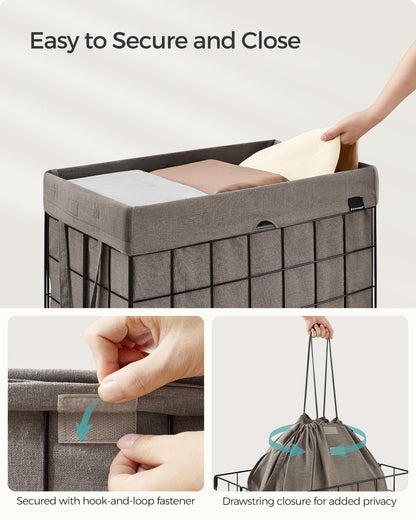Laundry Hamper with Metal Wire Frame, 23.8 Gal. (90L)