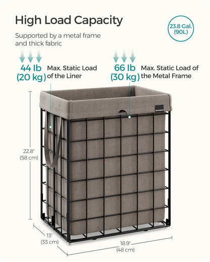 Laundry Hamper with Metal Wire Frame, 23.8 Gal. (90L)
