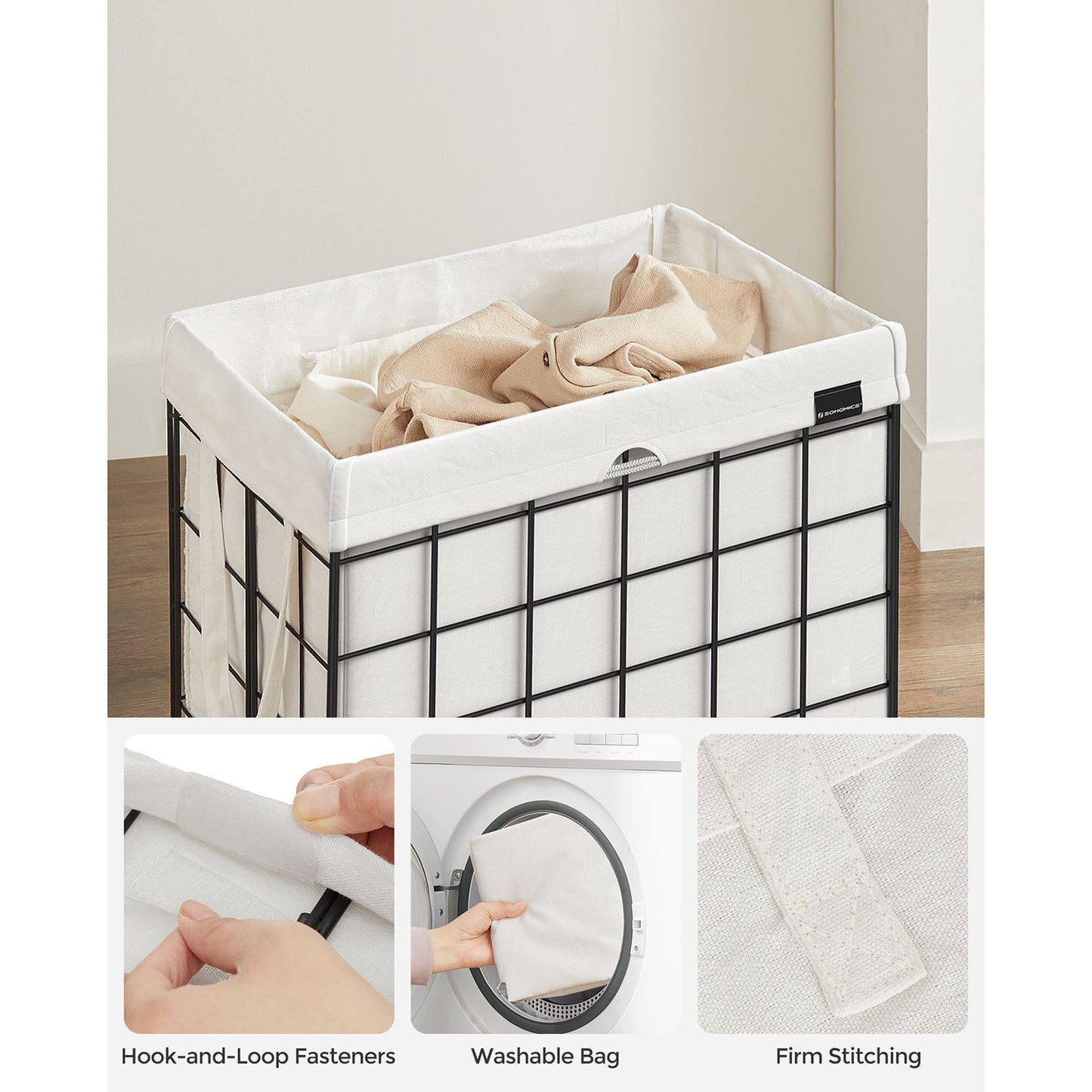 Laundry Hamper with Metal Wire Frame, 23.8 Gal. (90L)