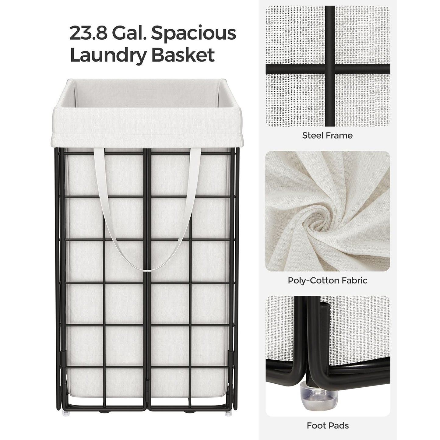 Laundry Hamper with Metal Wire Frame, 23.8 Gal. (90L)