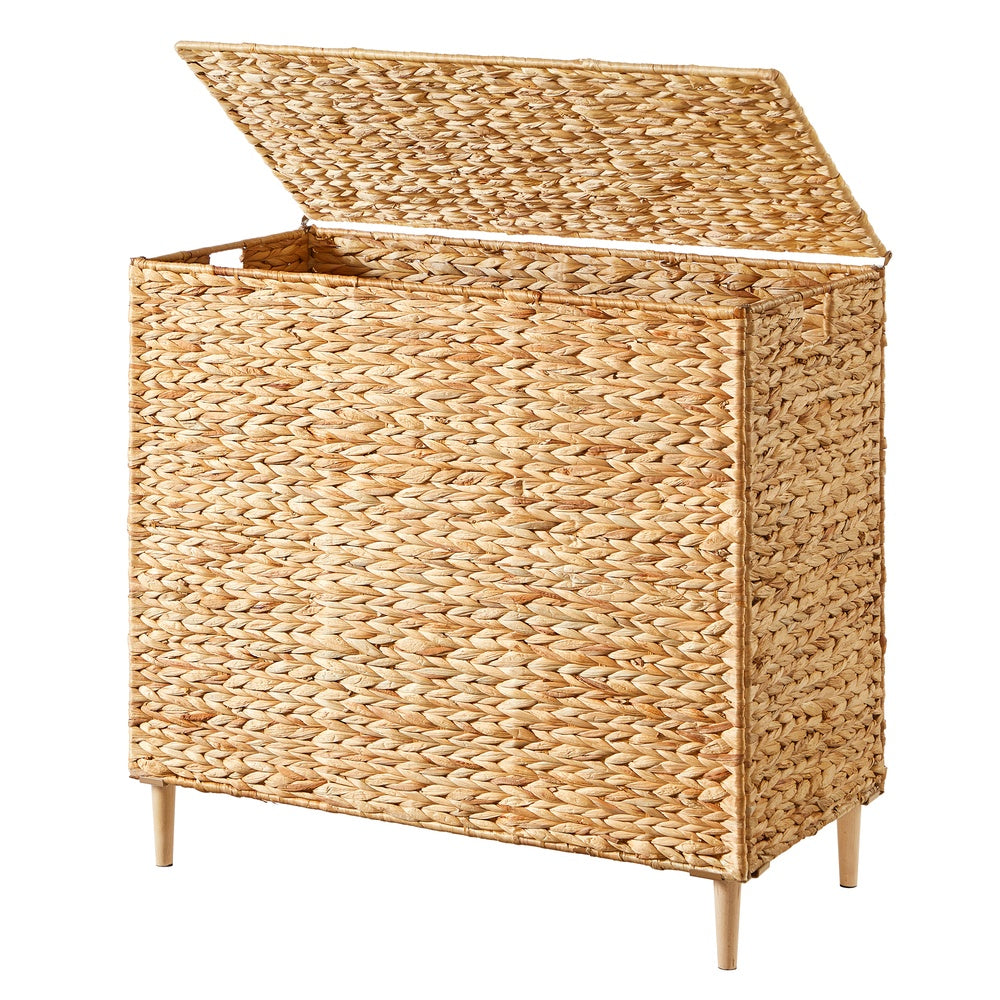 Natural Water Hyacinth Three-Compartment Laundry Basket