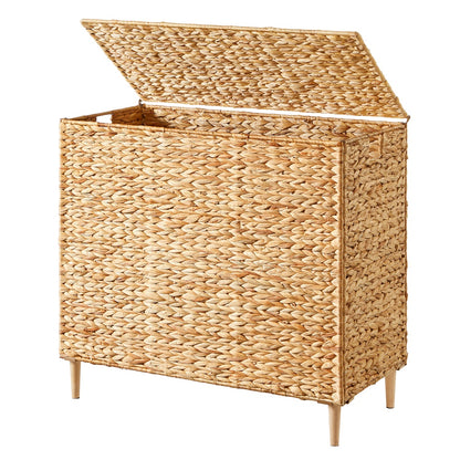Natural Water Hyacinth Three-Compartment Laundry Basket