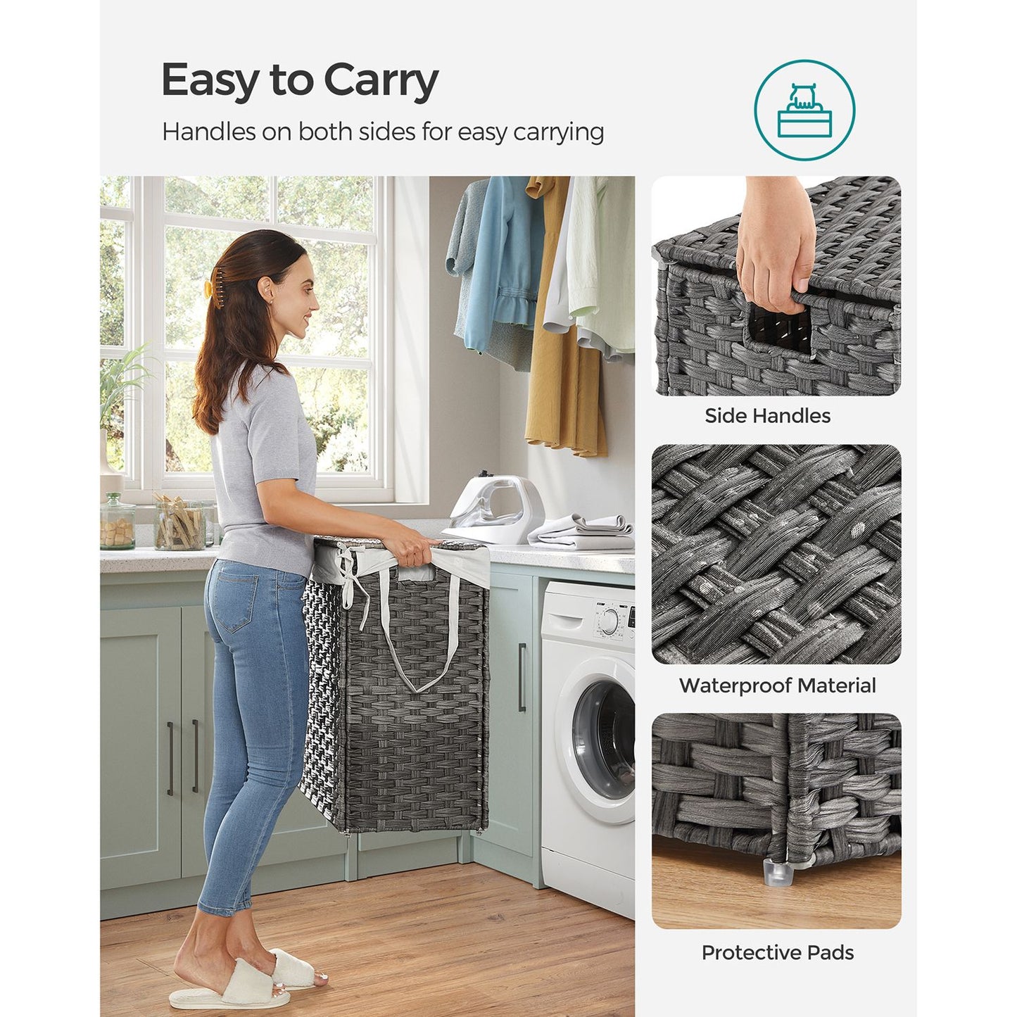 130L Clothes Hamper with 2 Removable Liner Bags
