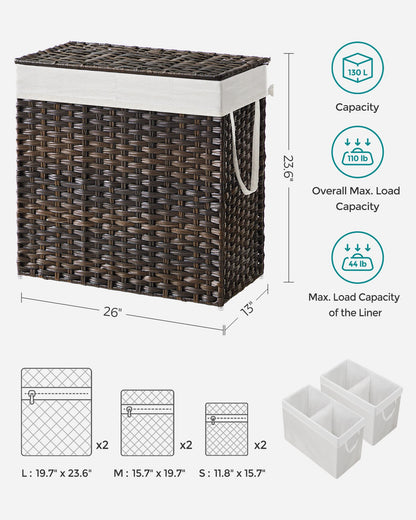 130L Clothes Hamper with Liner Bags