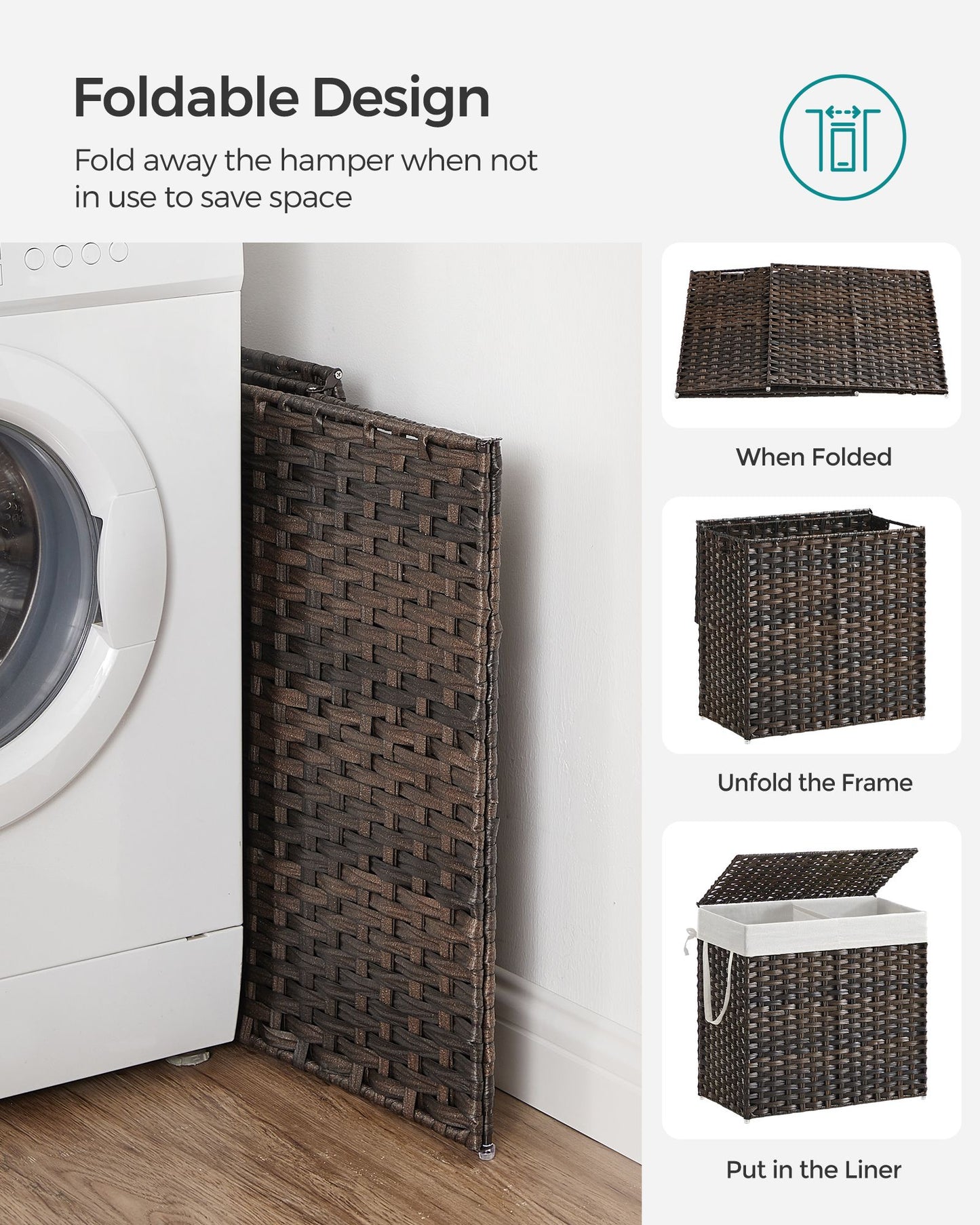 130L Clothes Hamper with Liner Bags