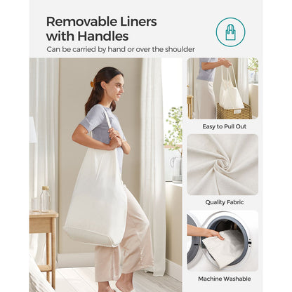 130L Clothes Hamper with 2 Removable Liner Bags