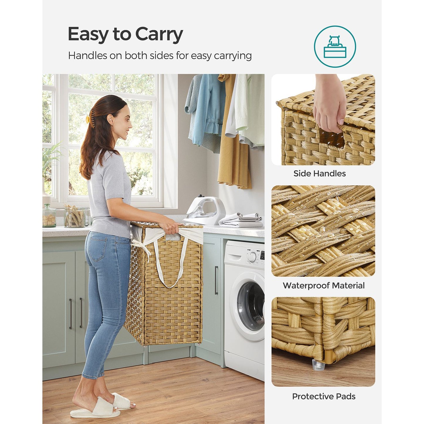 130L Clothes Hamper with 2 Removable Liner Bags