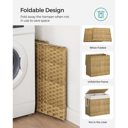 130L Clothes Hamper with 2 Removable Liner Bags