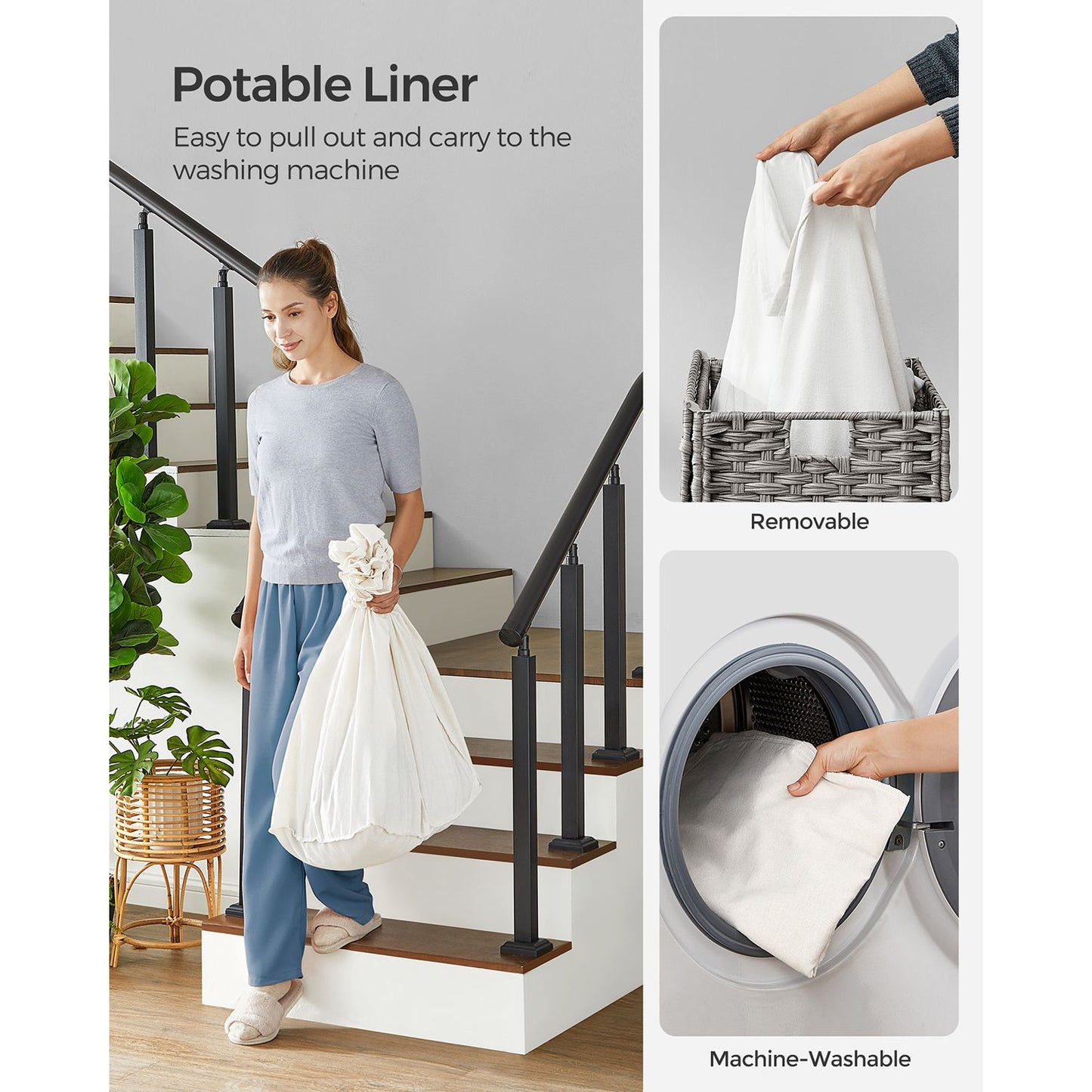 160L Rollling Laundry Hamper with Lid