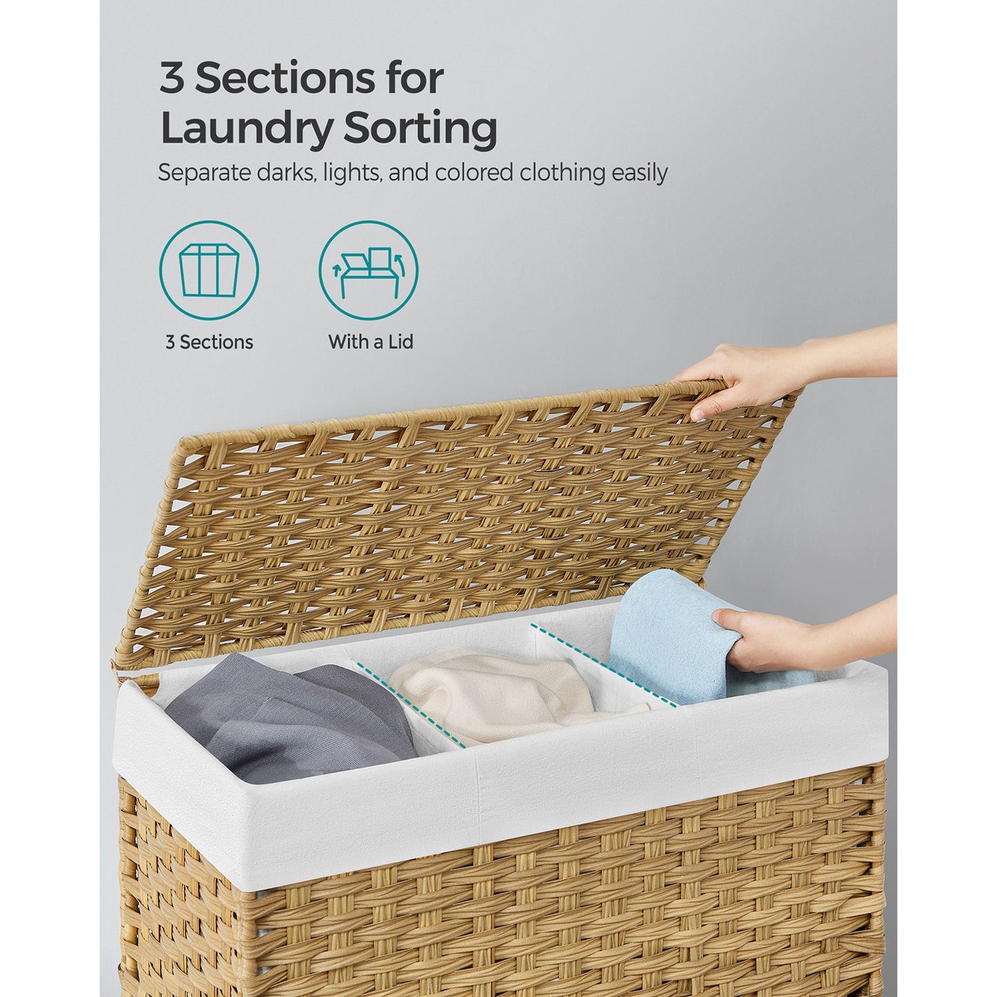 160L Rolling Laundry Basket with Wheels - HWLEXTRA 