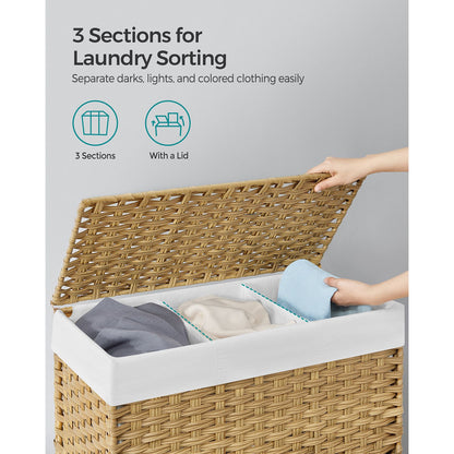 160L Rolling Laundry Basket with Wheels - HWLEXTRA 