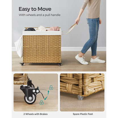 160L Rolling Laundry Basket with Wheels - HWLEXTRA 