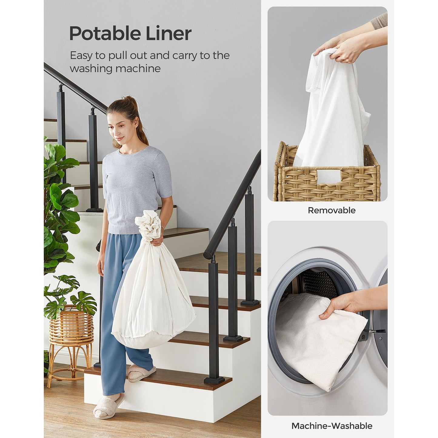 160L Rolling Laundry Basket with Wheels - HWLEXTRA 