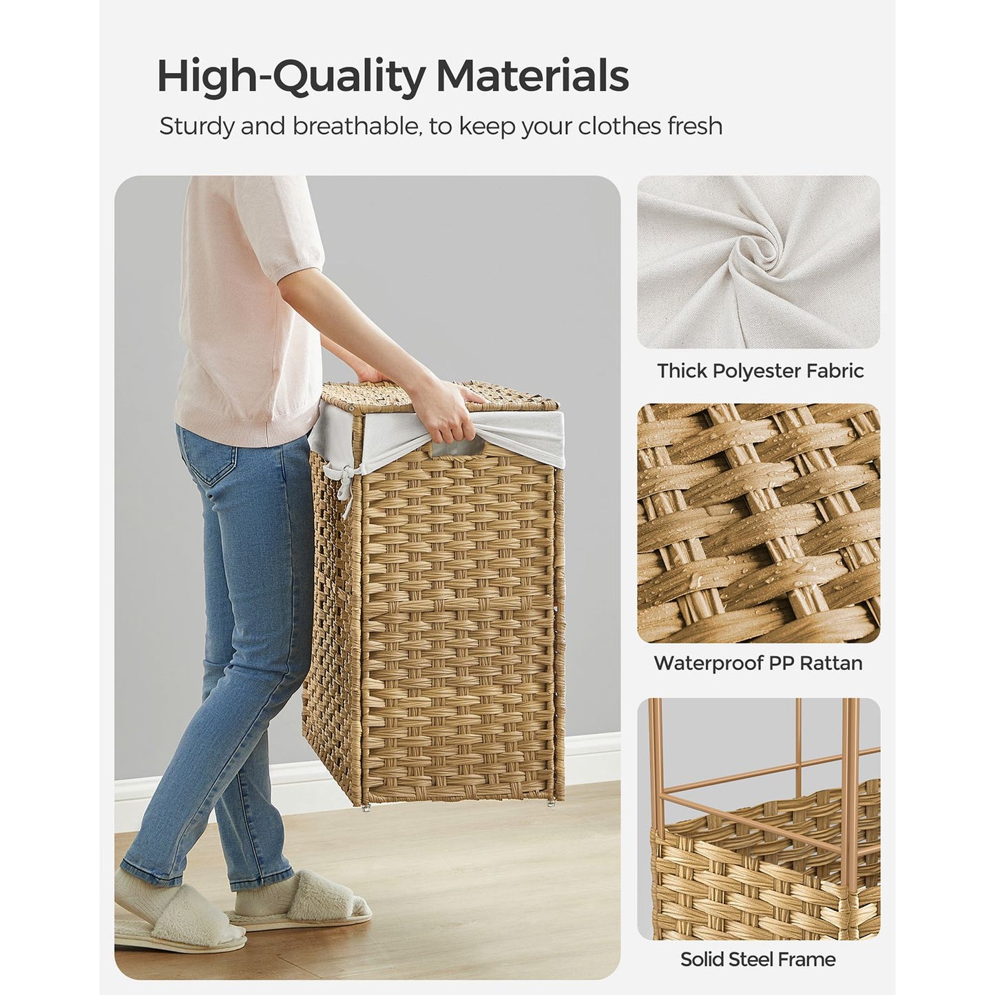 160L Rolling Laundry Basket with Wheels - HWLEXTRA 