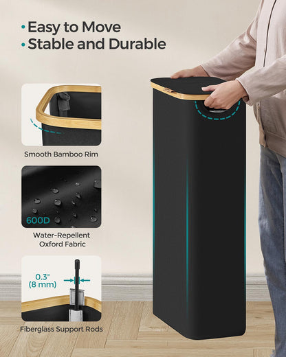 Laundry Basket with Lid 65L Space-Saving 42 x 22.5 x 70.5 cm Ink Black - image 6