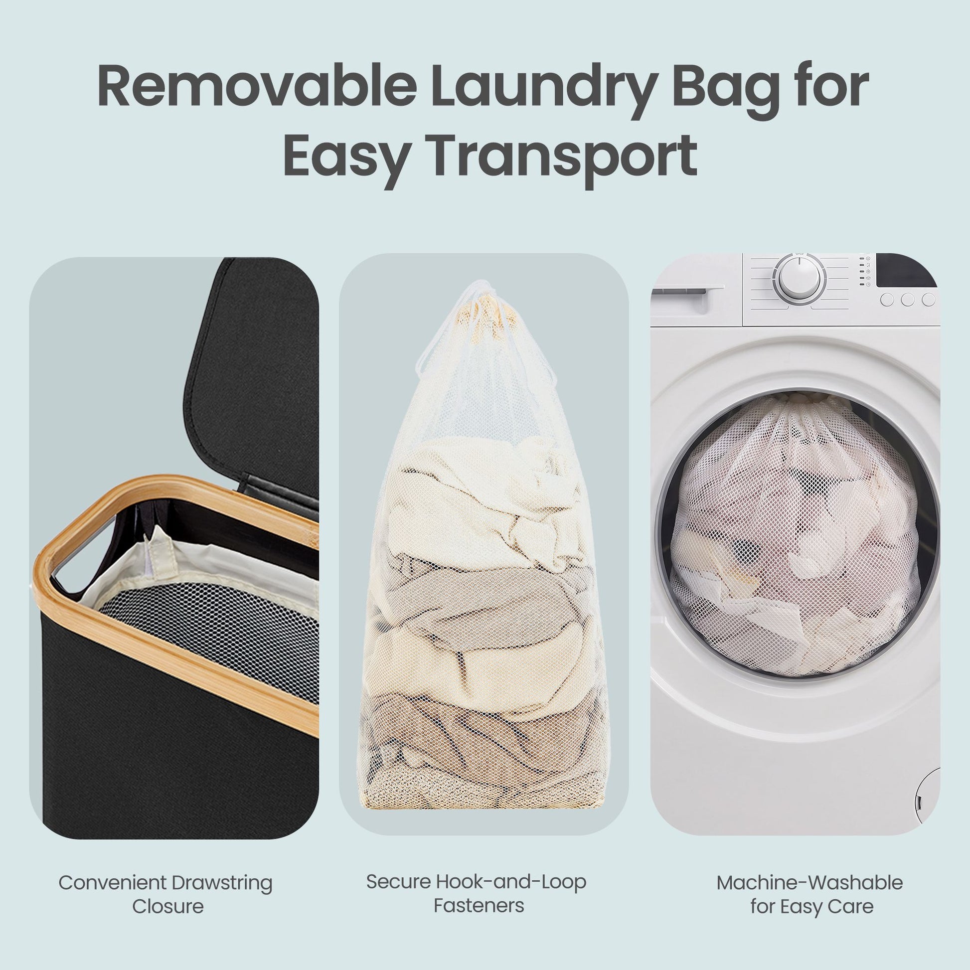 Laundry Basket with Lid, Slim Laundry Hamper, 65 L - image 2
