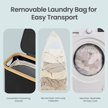 Laundry Basket with Lid, Slim Laundry Hamper, 65 L - image 2