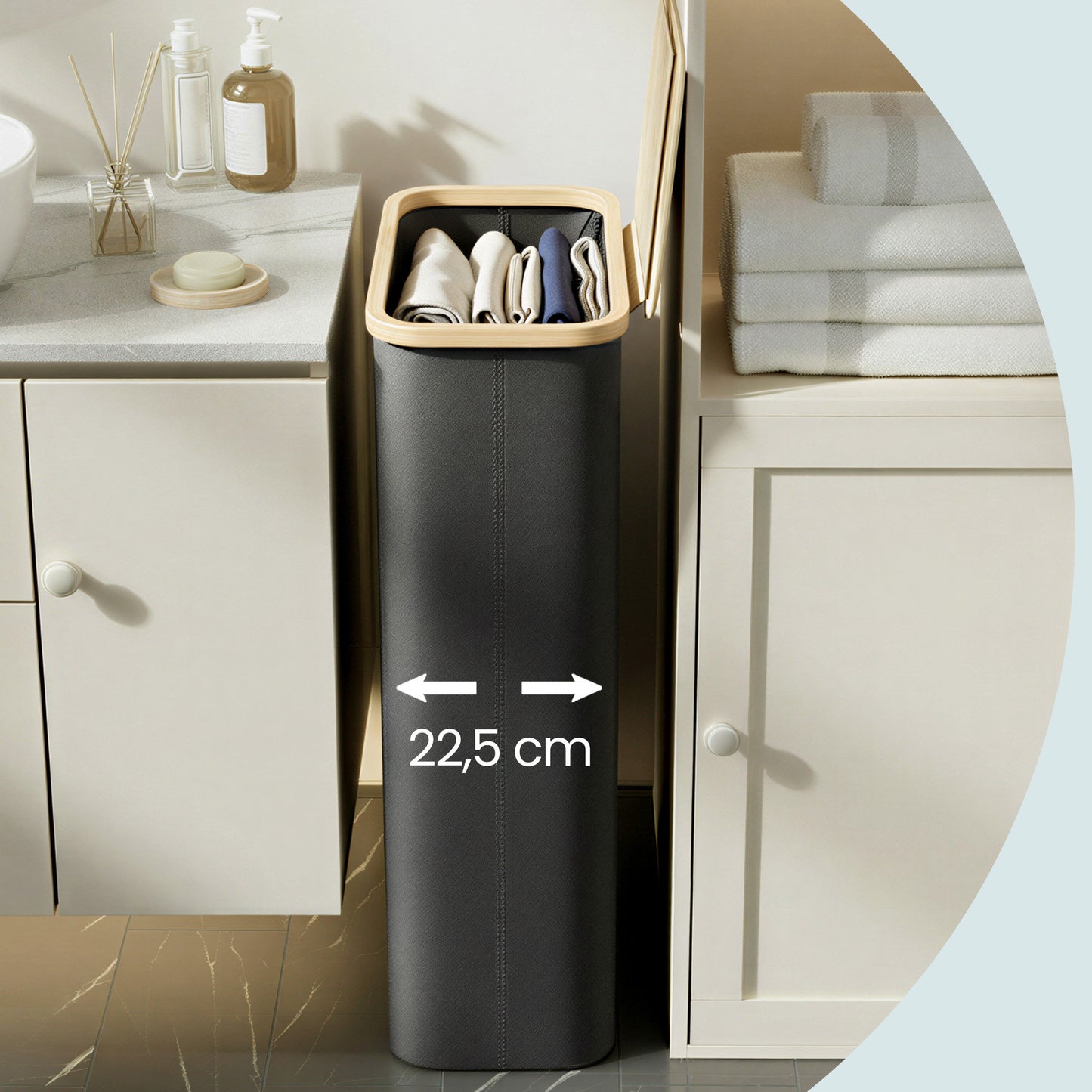 Laundry Basket with Lid, Slim Laundry Hamper, 65 L - image 7