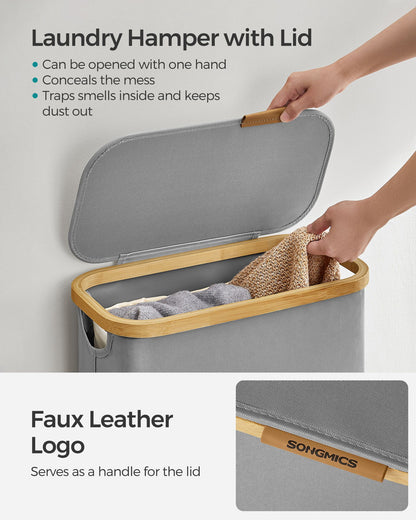Laundry Basket with Lid 65L Space-Saving 42 x 22.5 x 70.5 cm Ink Black - image 12
