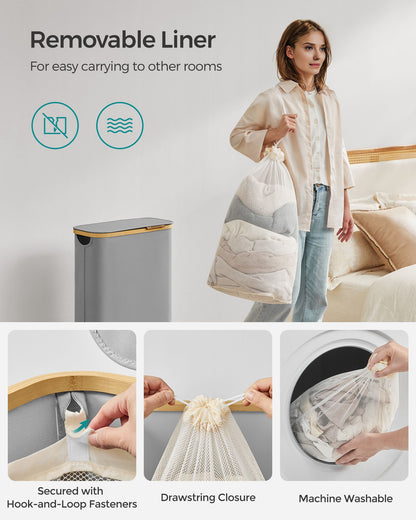 Laundry Basket with Lid 65L Space-Saving 42 x 22.5 x 70.5 cm Ink Black - image 13