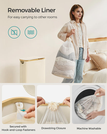 Laundry Basket with Lid 65L Space-Saving 42 x 22.5 x 70.5 cm Ink Black - image 30