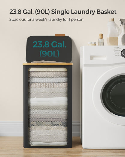 Laundry Basket with Lid 65L Space-Saving 42 x 22.5 x 70.5 cm Ink Black - image 20