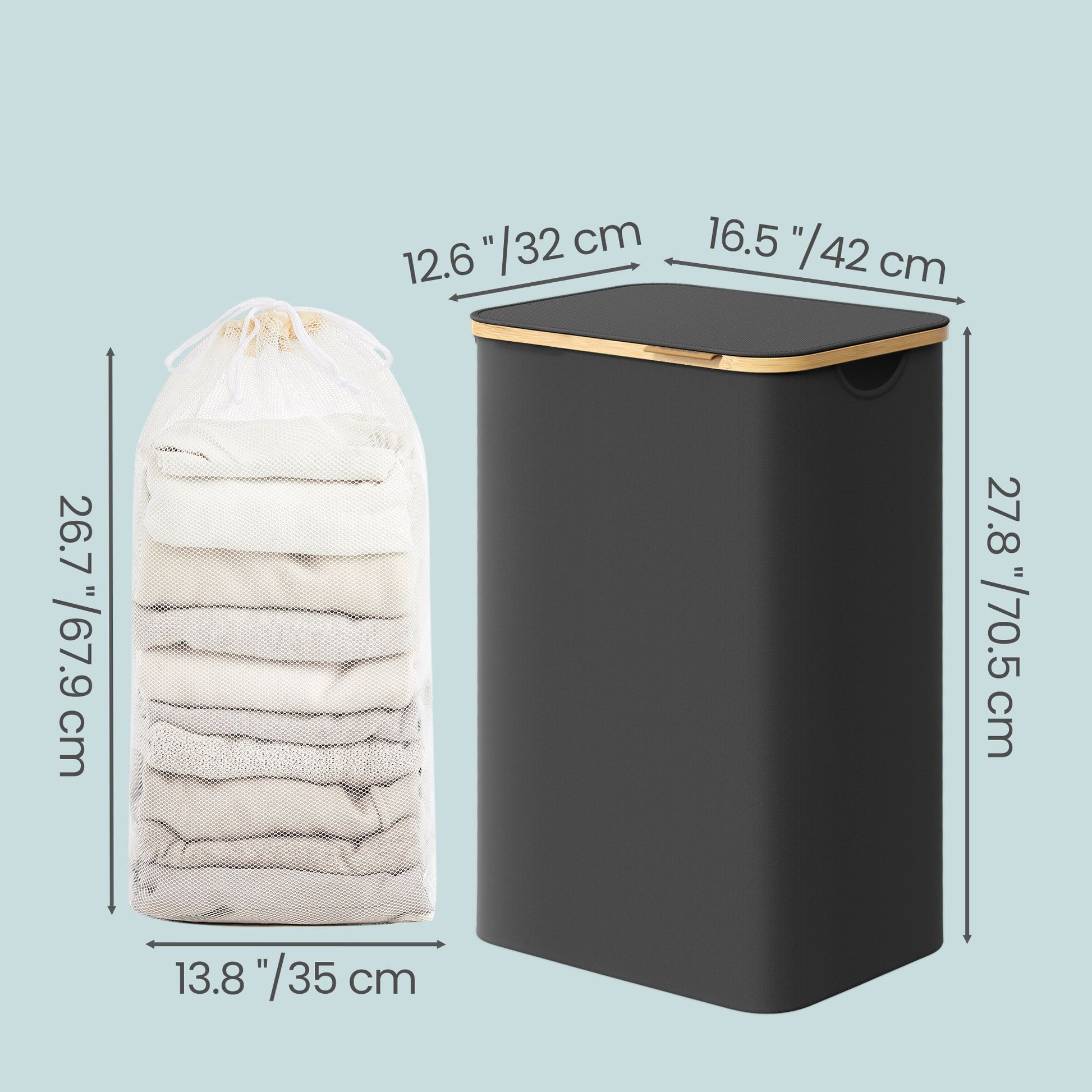 Laundry Basket with Lid, Slim Laundry Hamper, 65 L - image 36