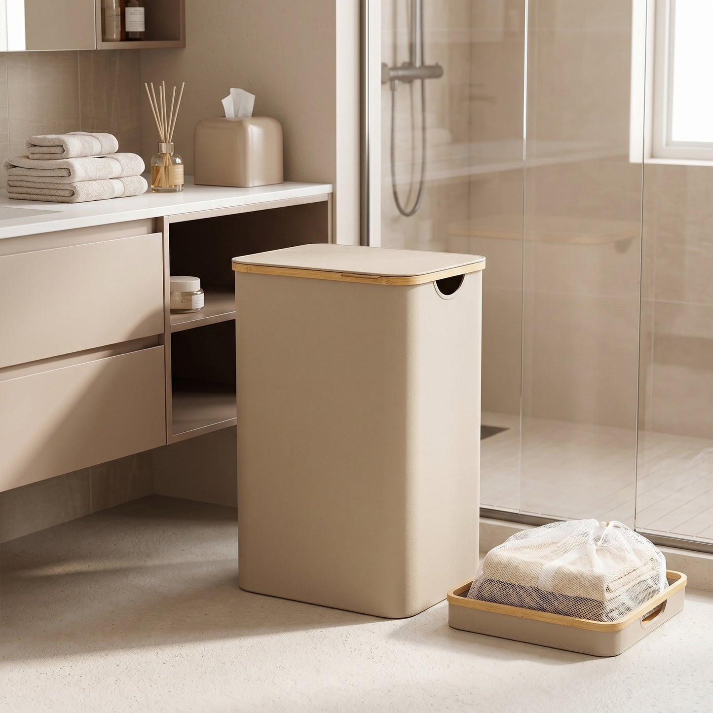 Laundry Basket with Lid, Slim Laundry Hamper, 65 L - image 47