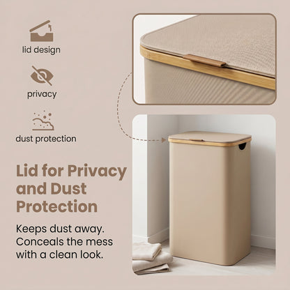 Laundry Basket with Lid, Slim Laundry Hamper, 65 L - image 48