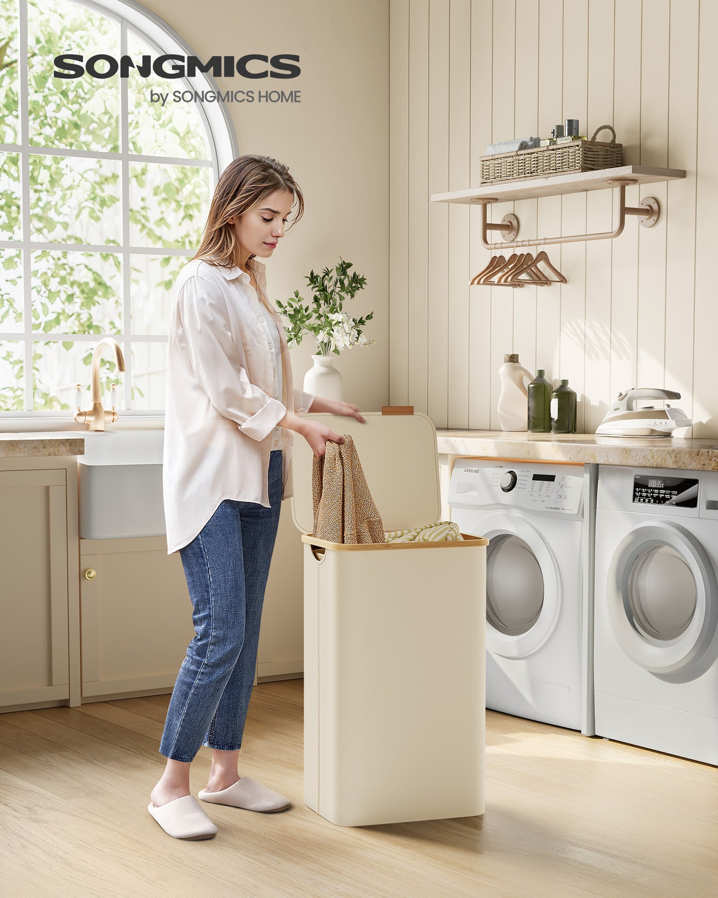 Slim Laundry Hamper with Lid, 23.8 Gallons (90L) - image 2
